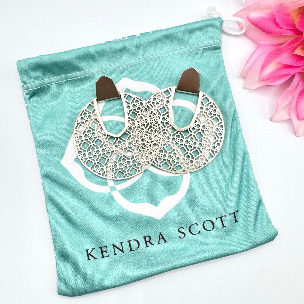 Kendra Scott Dianne Earrings Gold Tone With Dustbag Moroccan Doorknocker Signed